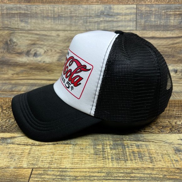 Vintage Coca Cola Mens Trucker Hat Black Snapback 1892 Retro Logo Soda Pop Cap - Picture 3 of 7